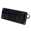 5 Gang Rocker Switch Panel 12V‑24V Dual USB Charger LED Voltage Display ON Off Switch for Truck RV Yacht