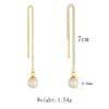 Europe and America Fashion Jewelry 925 Sterling Silver Pearl Tassel Long Chain Gold Plated Stud Earrings Jewelry for Women