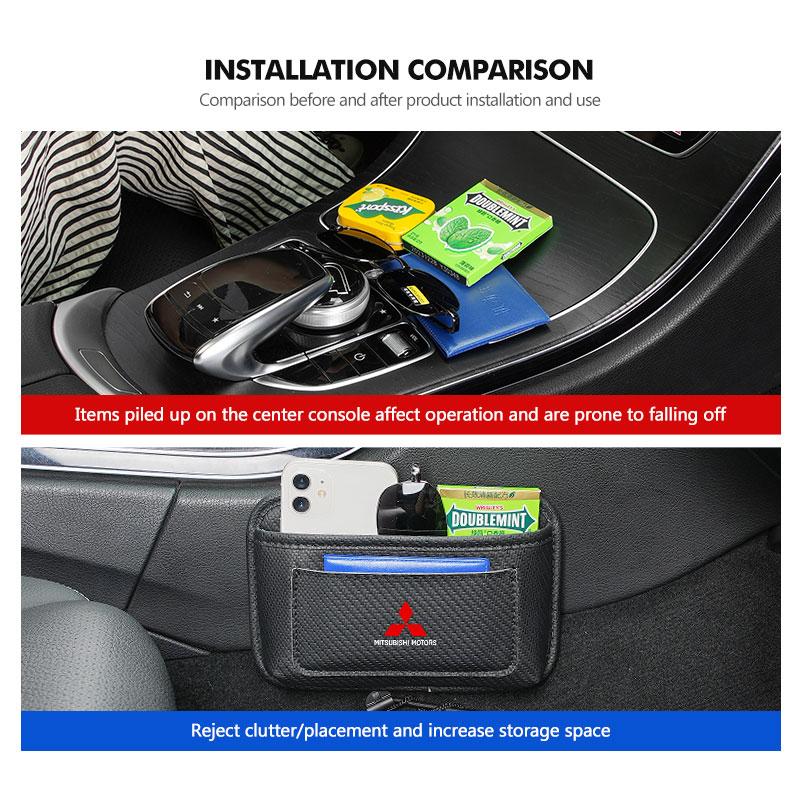 Cxdjmy1 Car Logo Mini Door Armrest Handle Storage Bag Bracket Accessories For Mitsubishi Lancer ASX Pajero Mirage Attrage Xpander
