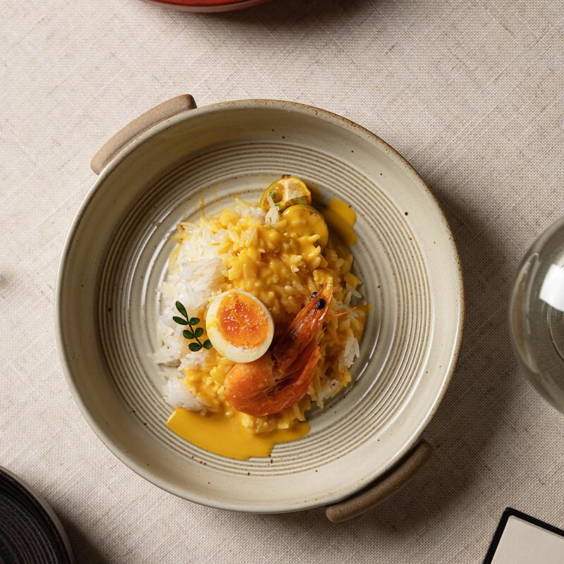 ZISIZ Japanese Retro Ceramic Double-Handle Baking Dish