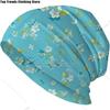 Blue Blossom Flowers Beanie Cotton Chemo Caps Cancer Headwear Hats Turban Baggy Skull Sleep Scarf
