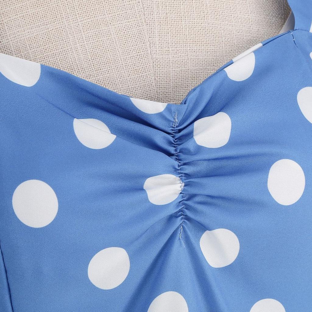 GMXIA Dress Up Retro Hepburn Style Dress Halter Polka Dot Slimming Dress
