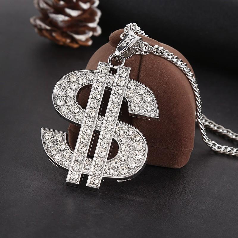Exaggerated Large European and American Street Hip-hop Chain Dollar Sign Necklace Men's and Women's Pendant Jewelry