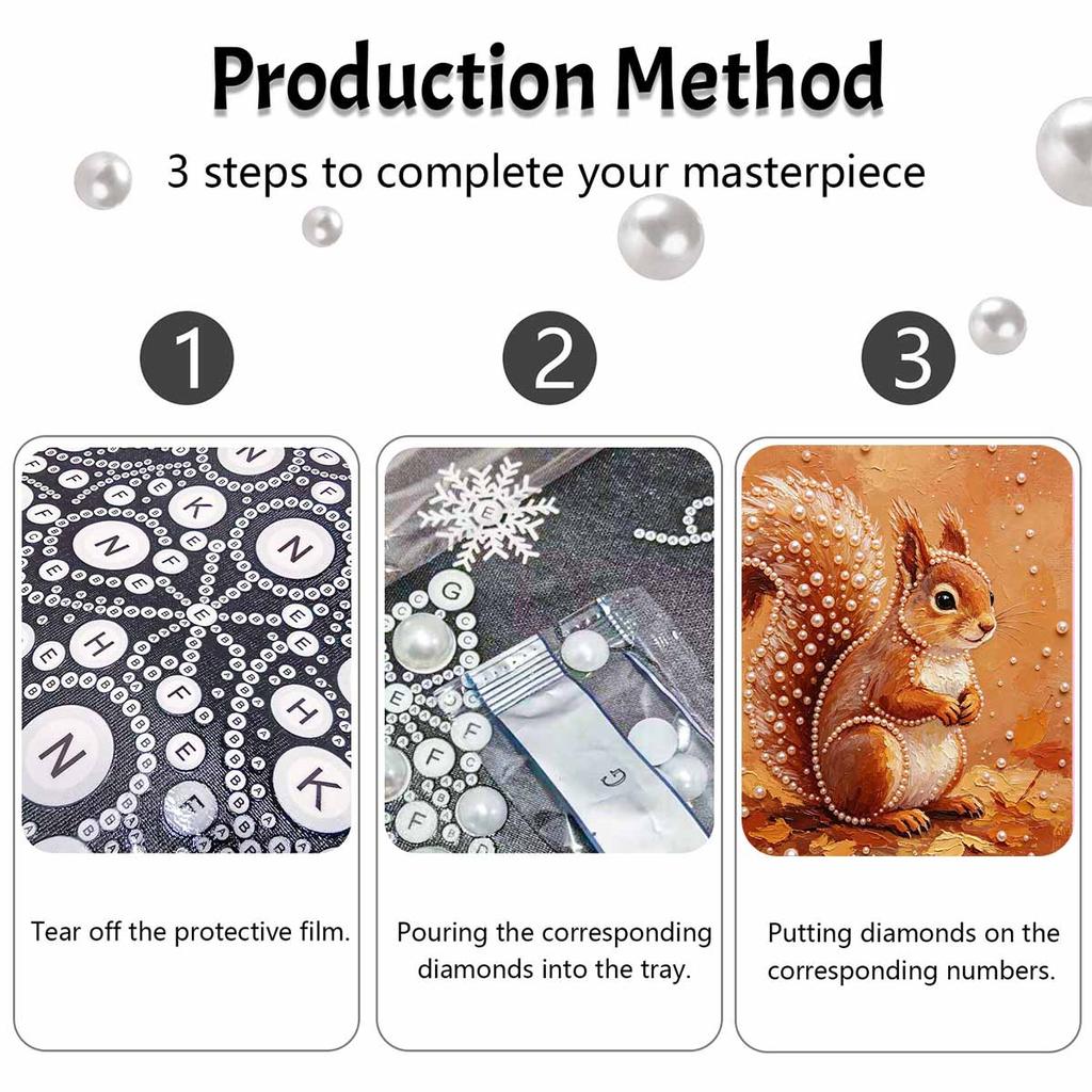 Pearl painting kit cute squirrel DIY home decoration painting animal artwork wall art decor.