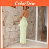 Elegant Sleeveless High Waist Polyester Bodycon Dress For Spring Summer Womens Fashion