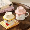 Cute Duck Ceramic Mug with Lid Water Cup Women's New 2025 High-value Cup Household Drinking Water Birthday Gift