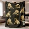 1pc Super Soft Flannel Blanket with Cute Pug & Starry Night Design | Lightweight All-Season Throw for Sofa, Bed, Office - Machine Washable, Polyester,