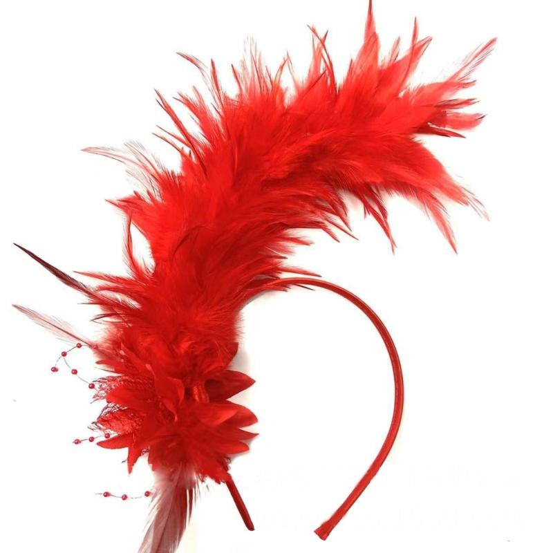 

Feather Headband Fascinator Headband Cosplay Hair Hoop 1920s Style Headpiece Vintage Feather Hair Accessory for Women