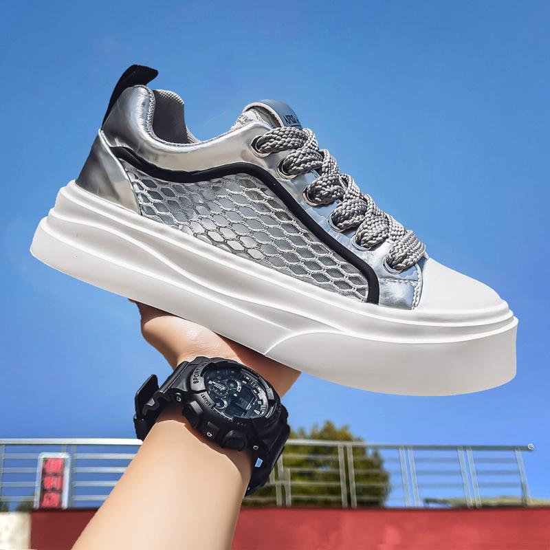 Shoes men's summer new through the net thin thick baseplate shoes fashion versatile casual shoes low-top men