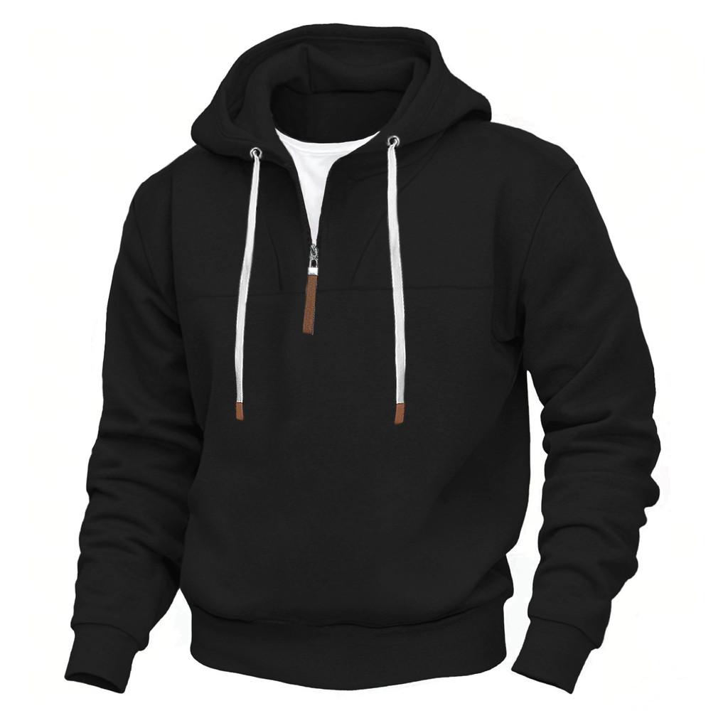 Classic American Mens Fleece Hoodie With Zipper Pouch For Casual Winter Wear