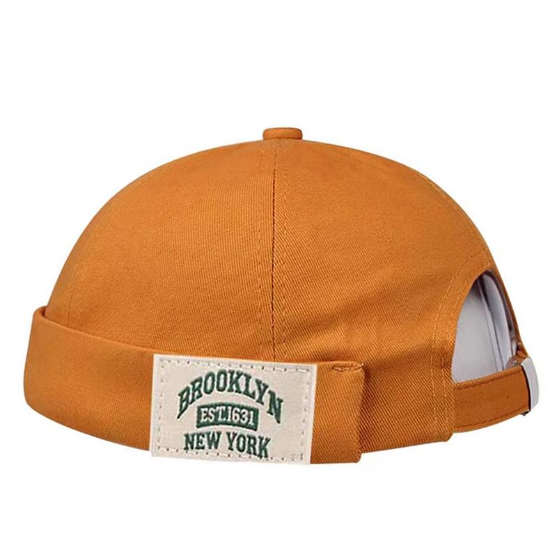 Brooklyn1631 Stoffetikett Ohne Schirm Beanie Mütze Hut Herren Street Tragbare Docker Hüte Melonenhaut Kappe Hip Hop Vintage Caps orange