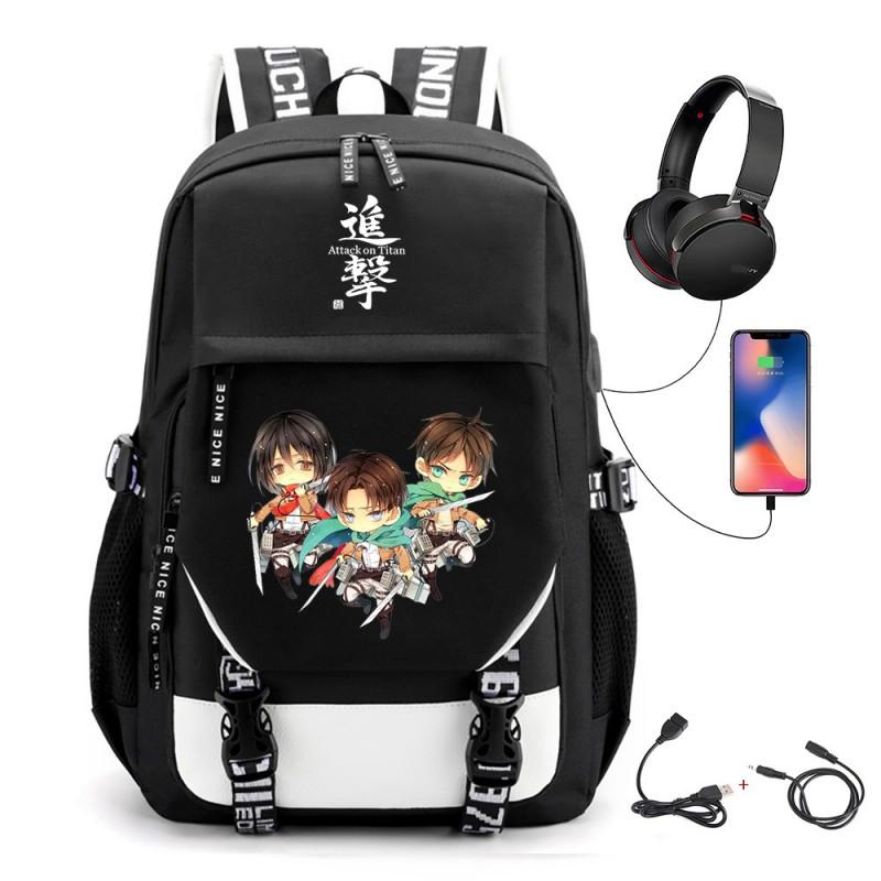 Anime-Inspired Canvas Backpack Students Travelers With USB Charging Port Breathable Padded Straps Unisex School Bag
