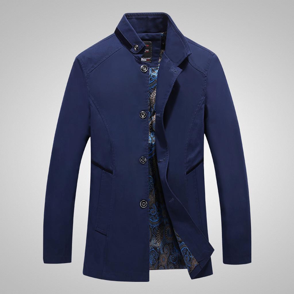 

(SU)Мужская осенне-зимняя деловая повседневная цветная ветровка средней длины, пальто