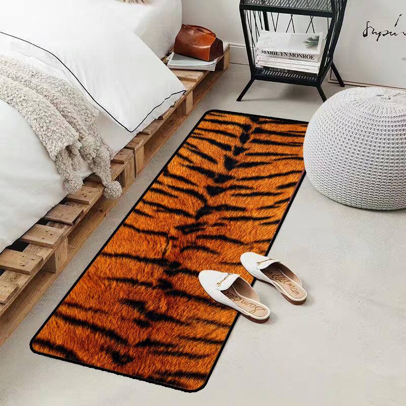 Faux Animal Skin Kitchen Mats Tiger Leopard Print Bedroom Carpets Anti Slip Door Floor Mat Entrance Doormat Kitchen Area Rugs
