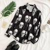 Harajuku Blouses  Women Fashion Skull Print Blouse Plus Size  Chiffon Blusas  Casual 2021 Autumn Tops
