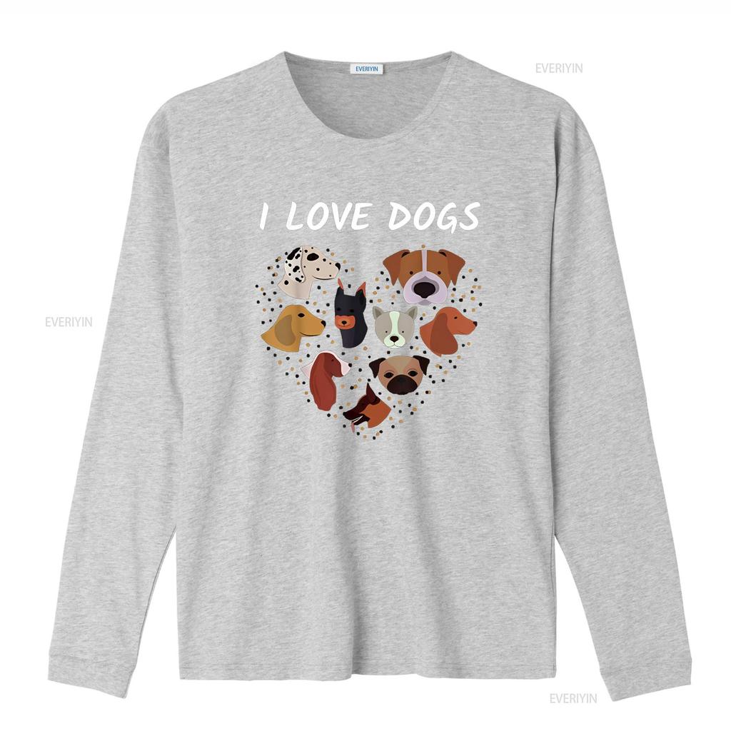 Kocham Psy Pies Serce Miłośnik Slogan Koszulka vintage Prana Codzienny Wygodny Rozciągliwy Unisex Top Do Codziennego Noszenia