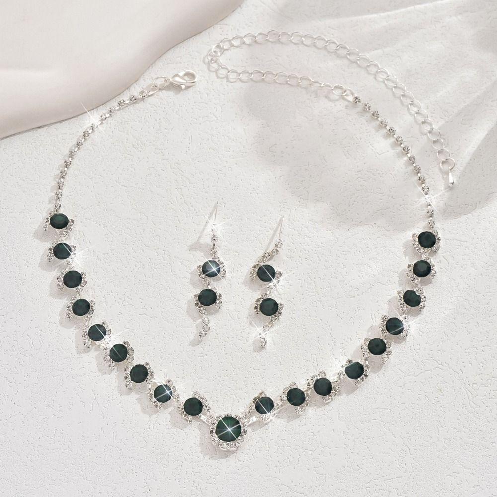 Claw Chain Rhinestone Jewelry Set Crystal Necklace Wedding Party Earrings  Banquet