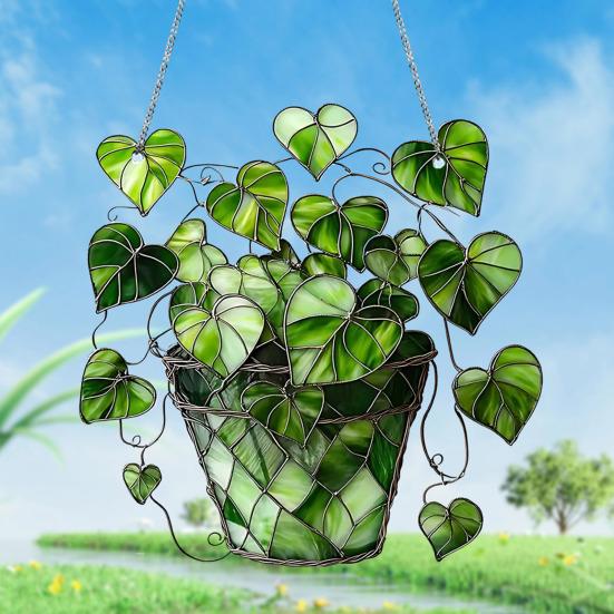 Acrylic Garden Sign with Potted Plant Pattern Weather-Resistant Outdoor Pendant 2D Lawn And Patio Decor for Home Celebration And Garden