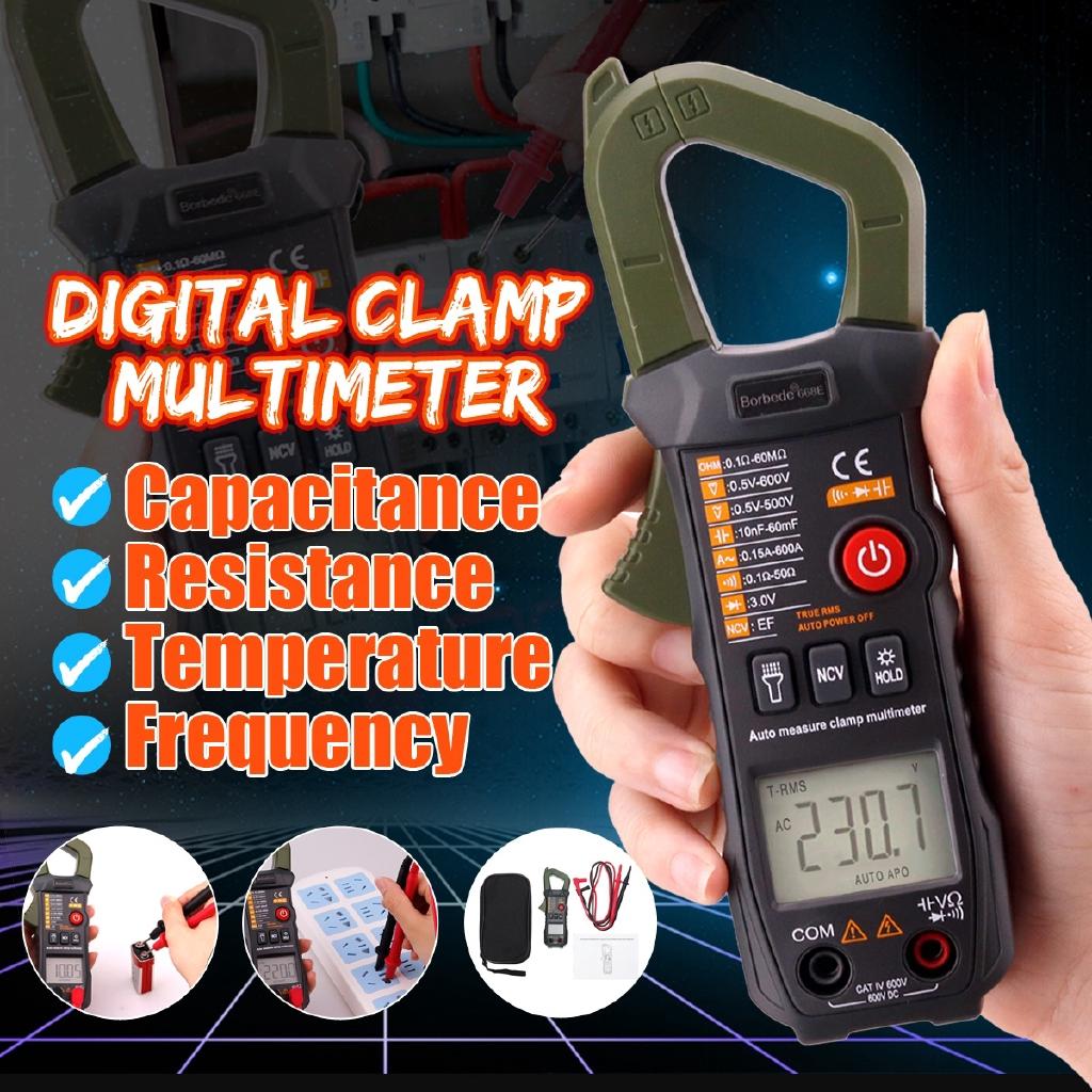 668E Digital Clamp Meter Multimeter Aut Identification 6000 Counts DC AC Resistance Capacitance NCV Tester Range Measure