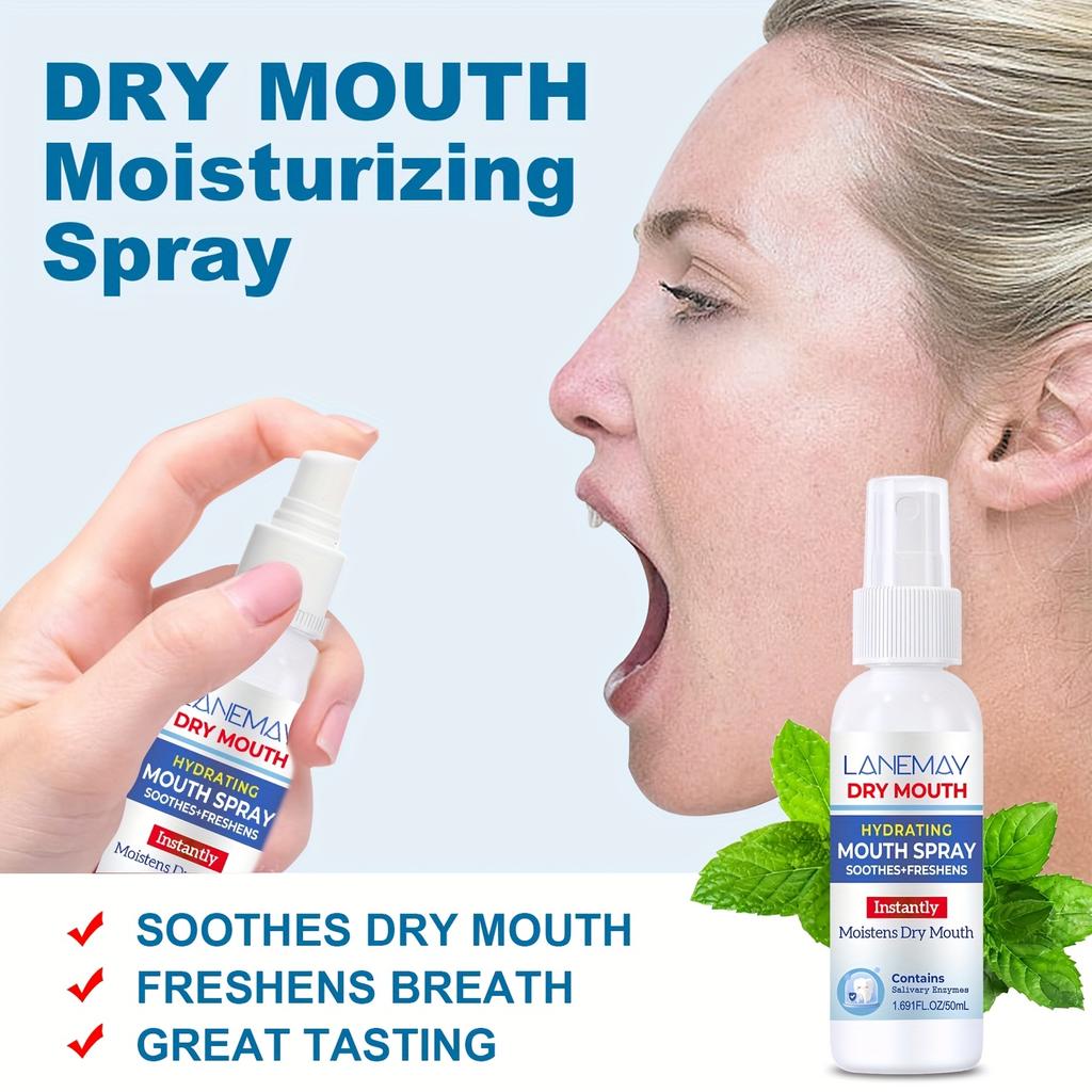 Lanemay Hydrating Mouth Spray - Instantly Soothes Dryness & Freshens Breath with A Minty Taste - 160ml, Natural Ingredients for Daily Oral Care