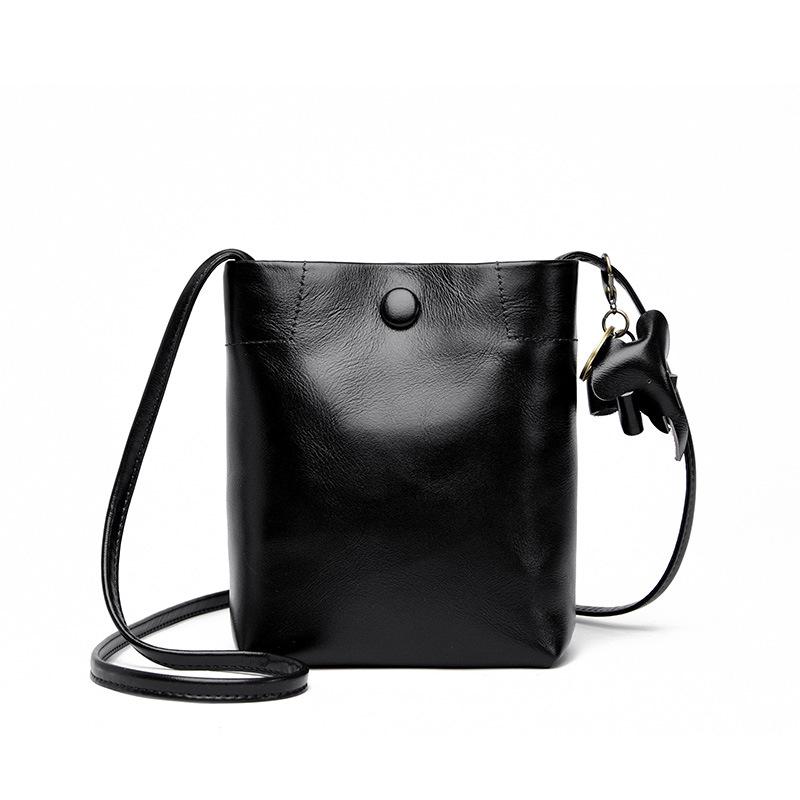 First Layer Cowhide Mini Tote Bucket Bag Women'S Casual Leather Women'S Bag Shoulder Messenger Bag