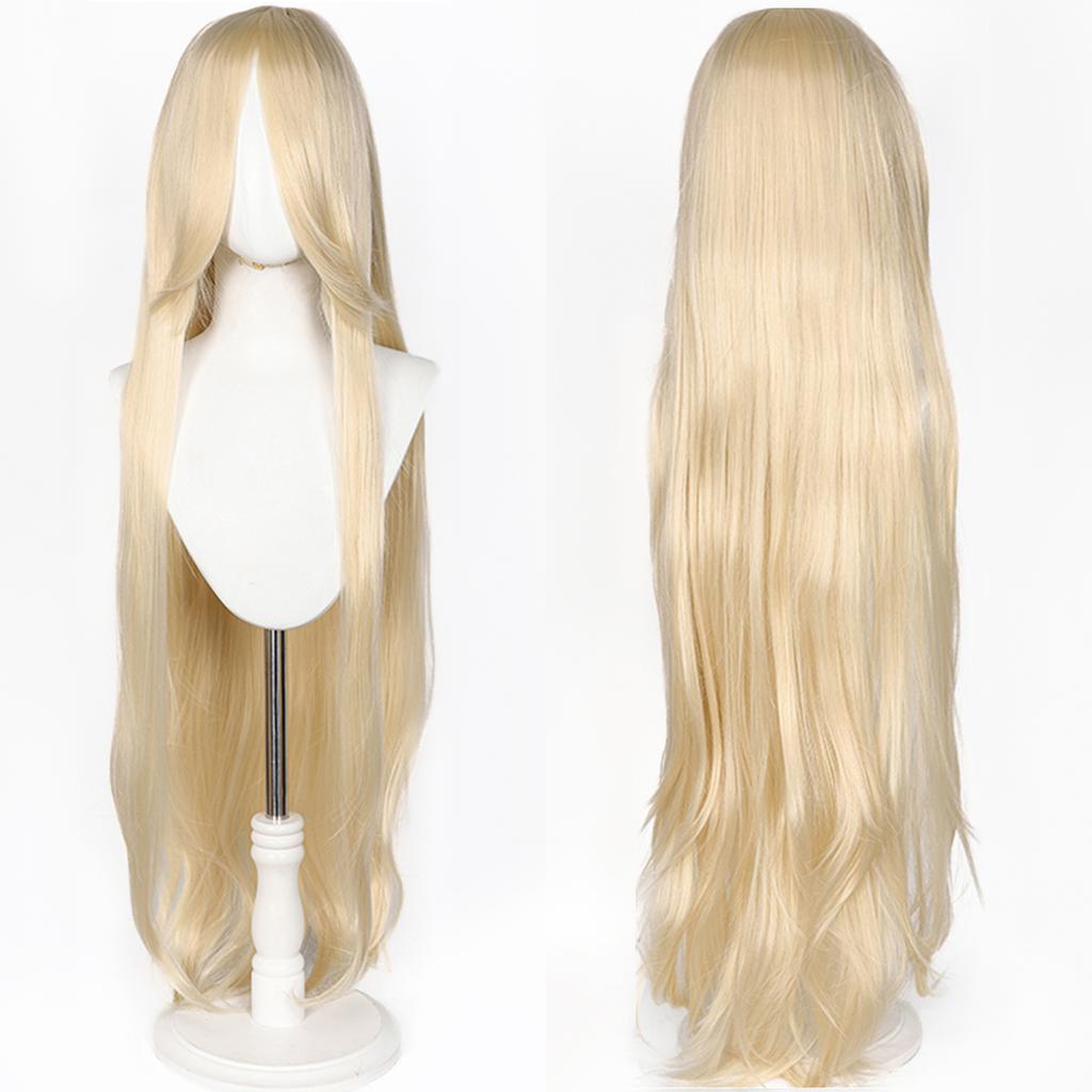 Parrucca Cosplay Lunga Dritta 100CM Multicolore Rosa Biondo Nero Parrucca Costume Anime Parrucca Cos Sintetica Universale Parrucca per Uso Quotidiano Feste