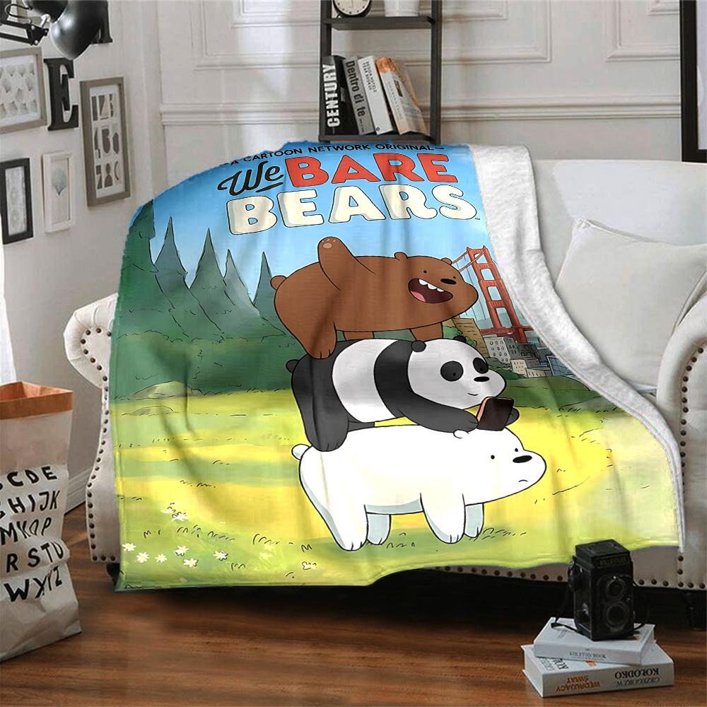 Bare Bears Adventure Flannel Blanket Super Soft Warm Cozy Blanket For Sofa Bed Office Travel Allseason Home Decor Gift