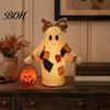 Light Up Ghost Lighted Vintage Patchwork Ghost, LED with Pumpkin Lantern Halloween Decor, Ghosts Lamp Lamp, Rustic Fall Figurine Decoration for Mantel