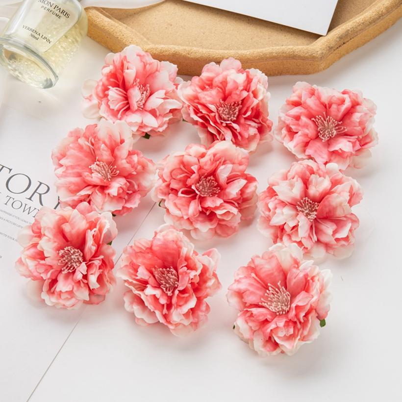 5/10 st Konstgjord Blomma Siden Pion Scrapbook Gör-det-själv Hem Vas Julkrans Bröllop Väggdekoration Trädgård Båge Tillbehör