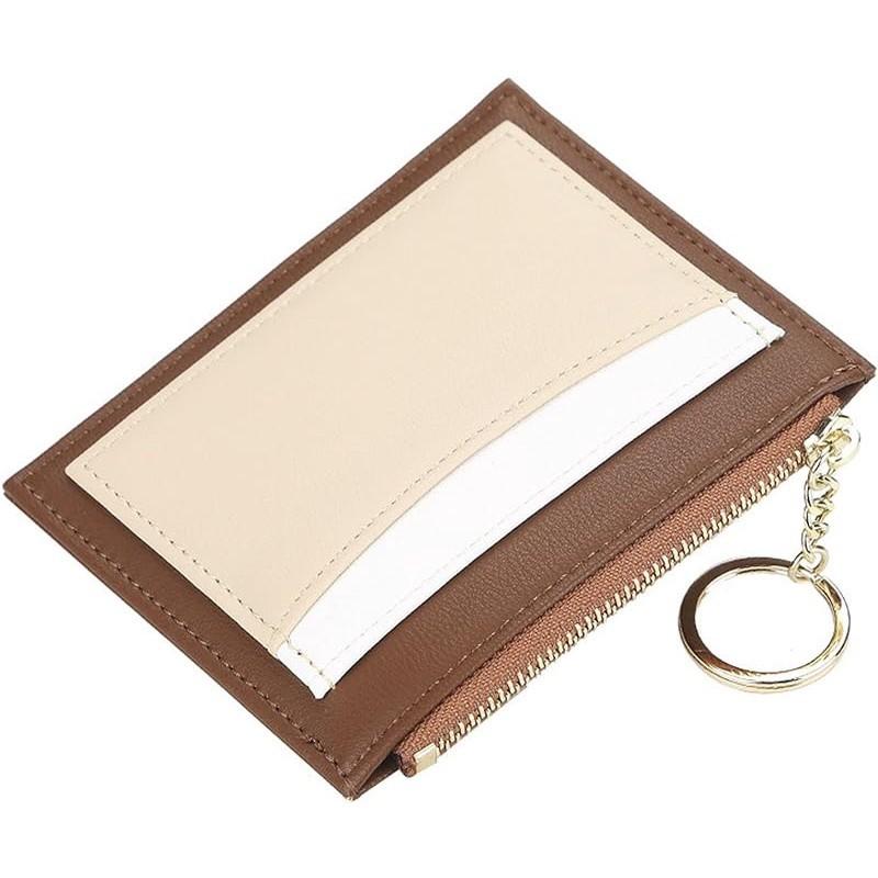 Small Wallets For Women Slim Zipper Coin Purse Pouch Card Holder Keychain Front Pocket Wallet With 5 Card Slots