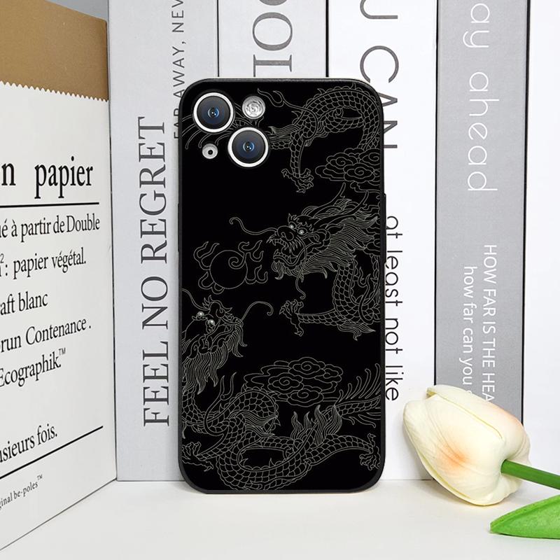 Aesthetic Stylish Cool Black Dragon Printed Phone Case for iPhone 17 16 12 11 14 13 15 Pro Max Mini XS MAX XR 7 Plus Soft Cover