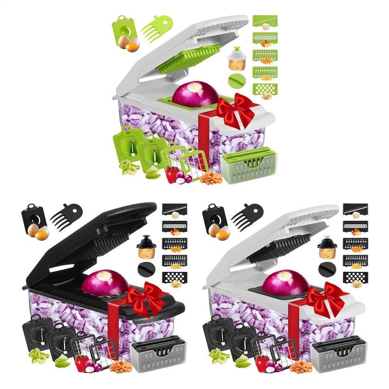 18 in 1 Multifunctional Vegetable Chopper Handle Food Grate Food Chopper Vegetable Slicer Dicer Cut Kitchen Items nero