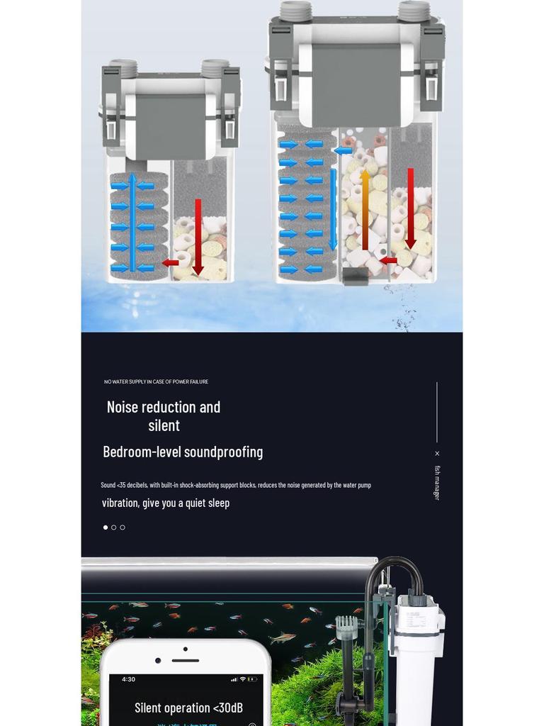 Wall-Mounted Silent Aquarium Filter with Oil Film Removal & Water Circulation System