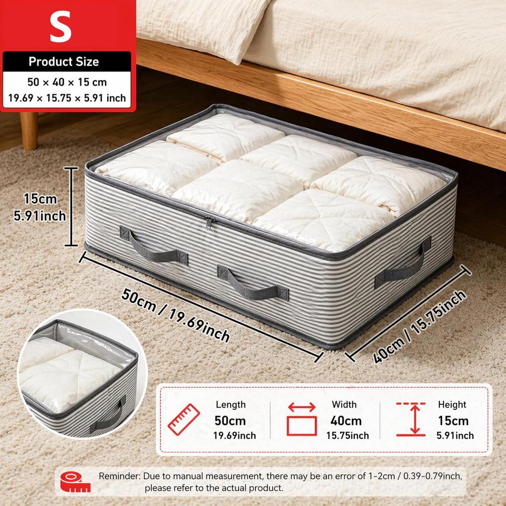 Bolsa Organizadora Grande para Almacenamiento de Ropa Plegable de Tela No Tejida Organizador de Armario con Ventana Transparente Almacenamiento Debajo de la Cama para Ropa Manta Ropa de Cama