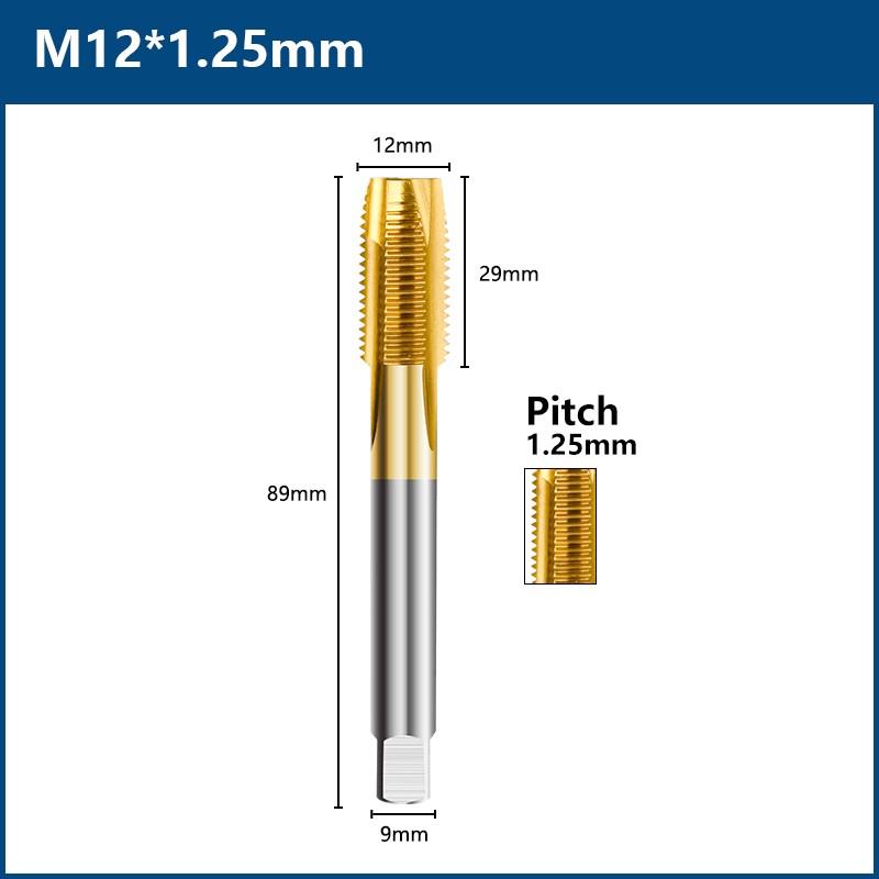 HSS Titanium Coating Screw Tap Drill Bit M2 M2.5 M3 M3.5 M4 M5 M6 M8 M10 M12 Metric Straight Flute Thread Tap Hand Tools Thread Lock3