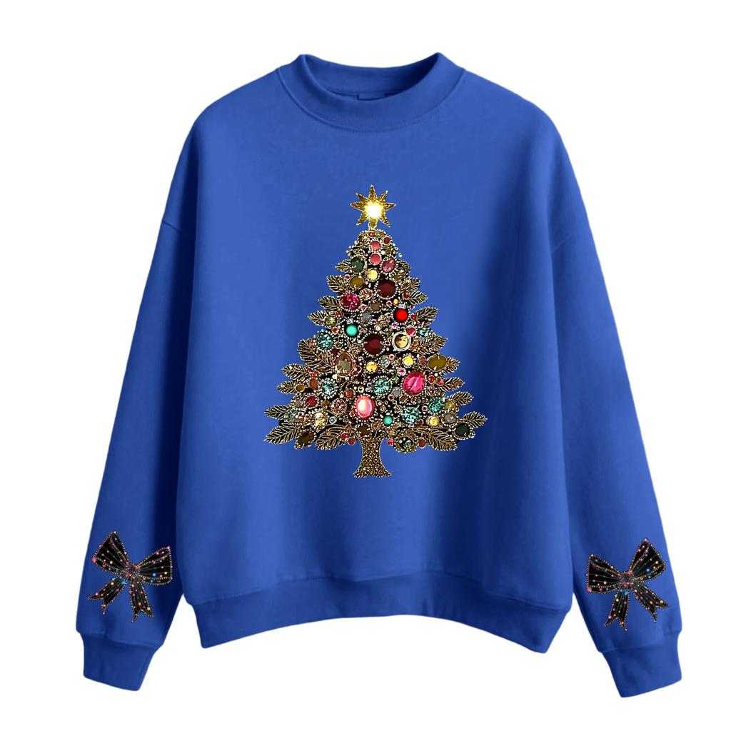 Women's Fashion Casual Round Neck Long Sleeve Christmas Printed Sweatshirt
