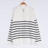 Striped Sweater Women Knitted Pullovers Autumn Winter Fashion Zipper Jumpers Long Sleeve Half High Collar Loose Pullover