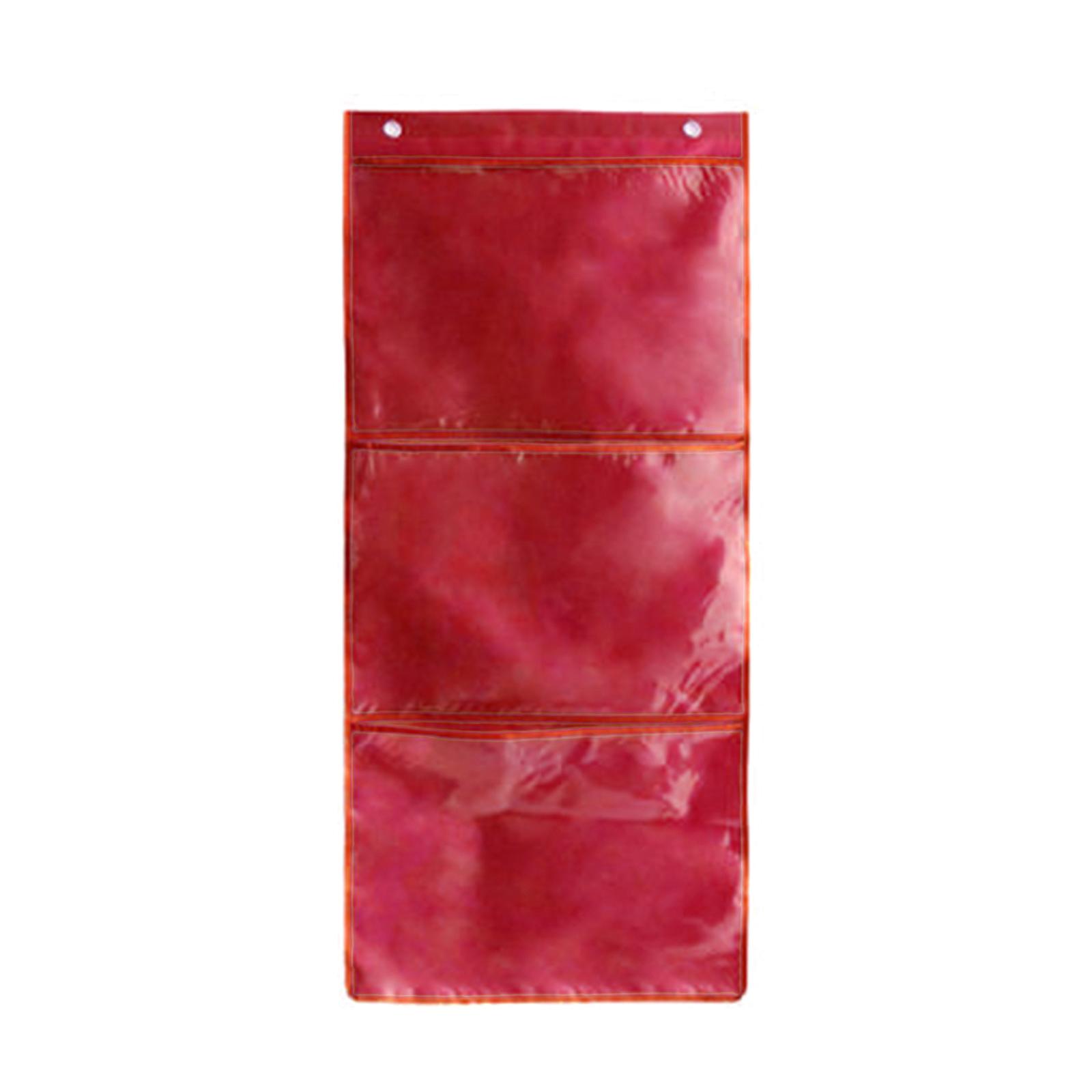 Сумка для хранения в классе Карманная диаграмма Подвесной настенный органайзер для карточек для детских садов Карточки для домашнего задания Рисование Дисплей для картинок 3 красный