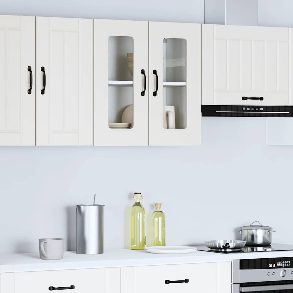 Kitchen Wall Cabinet with Glass Doors, Squid, White