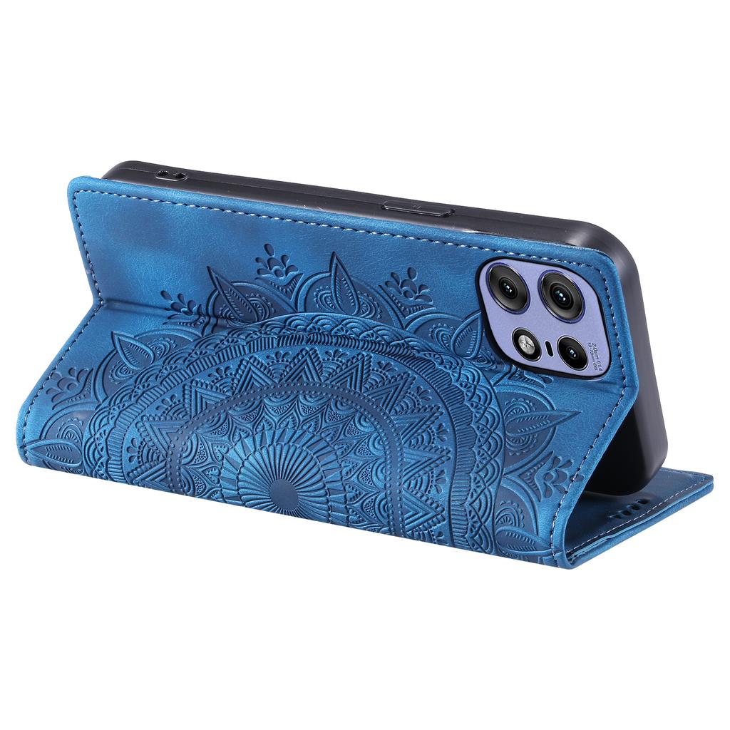 For Motorola Edge 50 Pro 5G Case Imprinted Mandala Leather Magnetic Closure Phone Cover