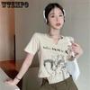 WTEMPO Y2k T-shirt Women Harajuku Korean Style Slim Sexy Tops Female Solid Color Tees Streetwear Spring T-shirts