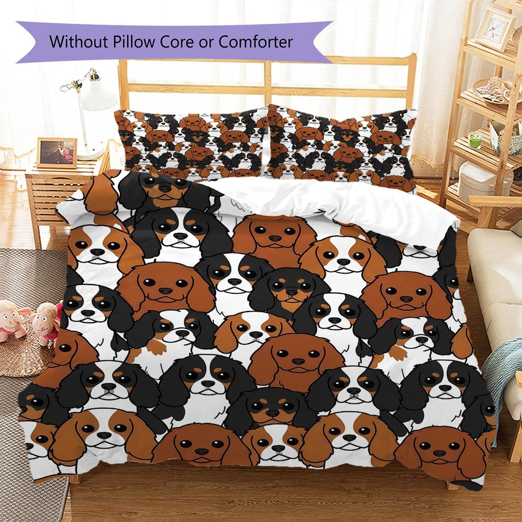Biancheria da letto con motivo cucciolo cartone animato, Set piumino Copripiumino Federa Regalo di compleanno per la casa (1 * copripiumino + 2 * federa, senza nucleo)