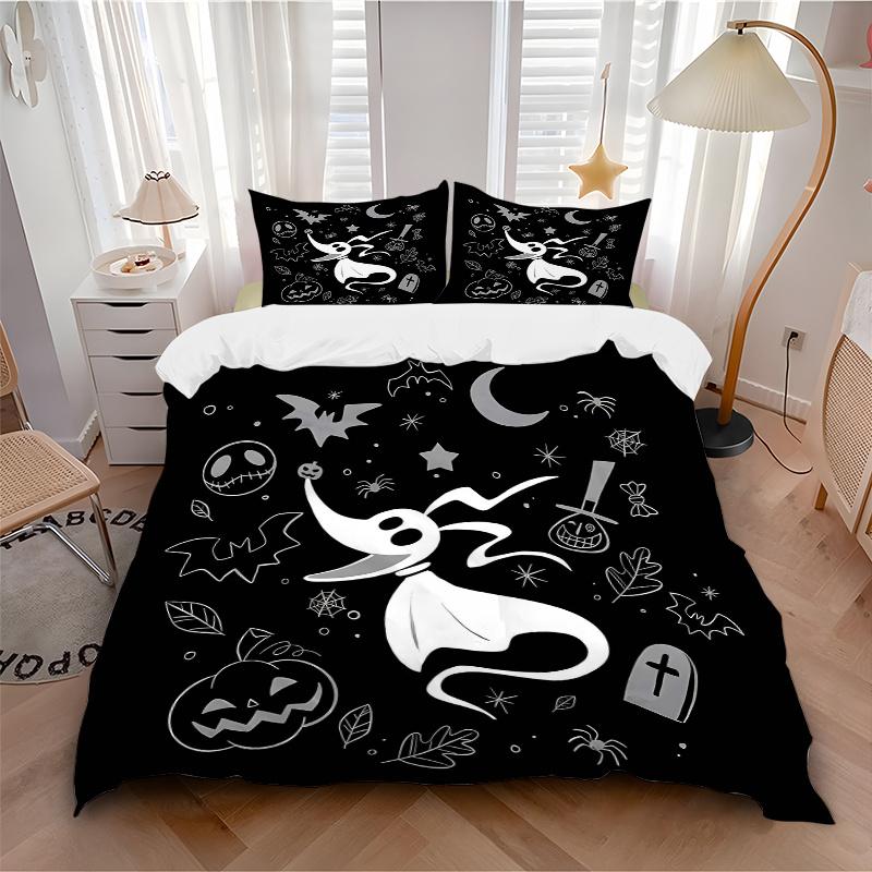 3-teiliges Zero Nightmare Before Christmas Bettwäsche-Set Enthält Bettbezug und Kissenbezüge, Geeignet für alle Jahreszeiten B102