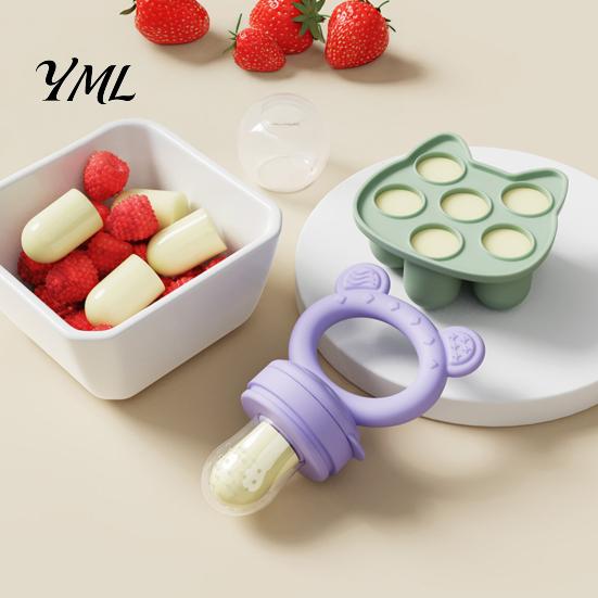 Baby Led Weaning Supplies Silicone Fruit Feeder/Mold, Food Training Teething Relief Pacifier, Easy Feeding Tool to Hold Safe Chewer for Infants Travel