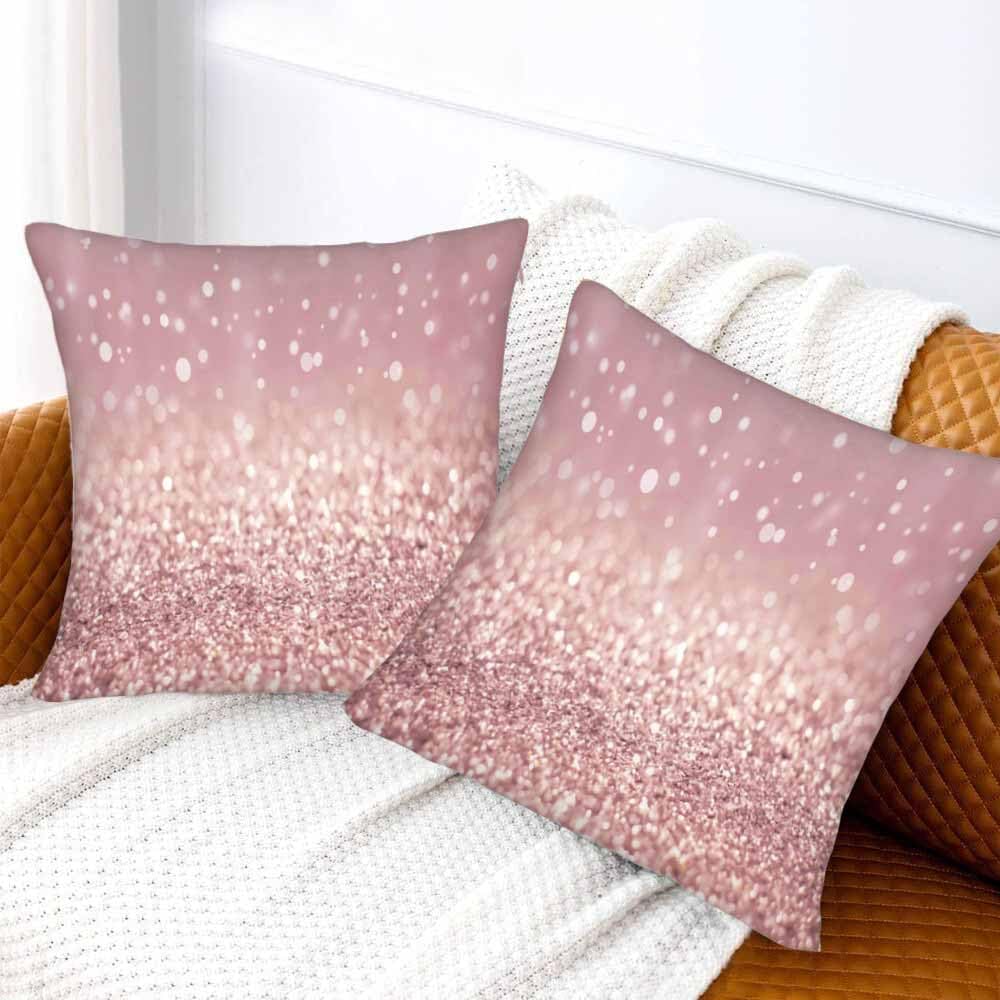 Rose Gold 18 X 18 Couch Pillow Covers Set of 2 Silver Abstract Glowing Double Sided Silky Velvet Throw Pillow Case Square Cushion Cover Decorative
