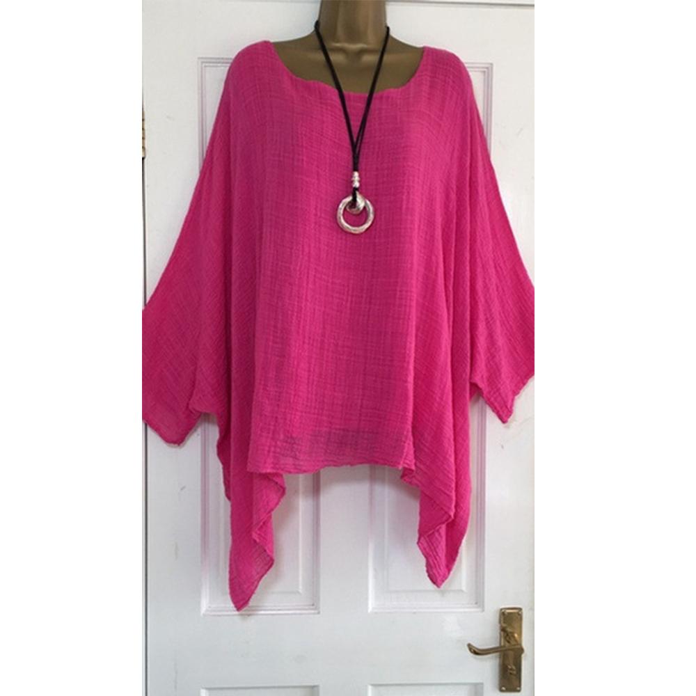 

Женская футболка со средним рукавом, однотонная, повседневная, свободного кроя, с рукавом «летучая мышь», с круглым вырезом, женская, сексуальный топ большого размера XXXXXL розы красного