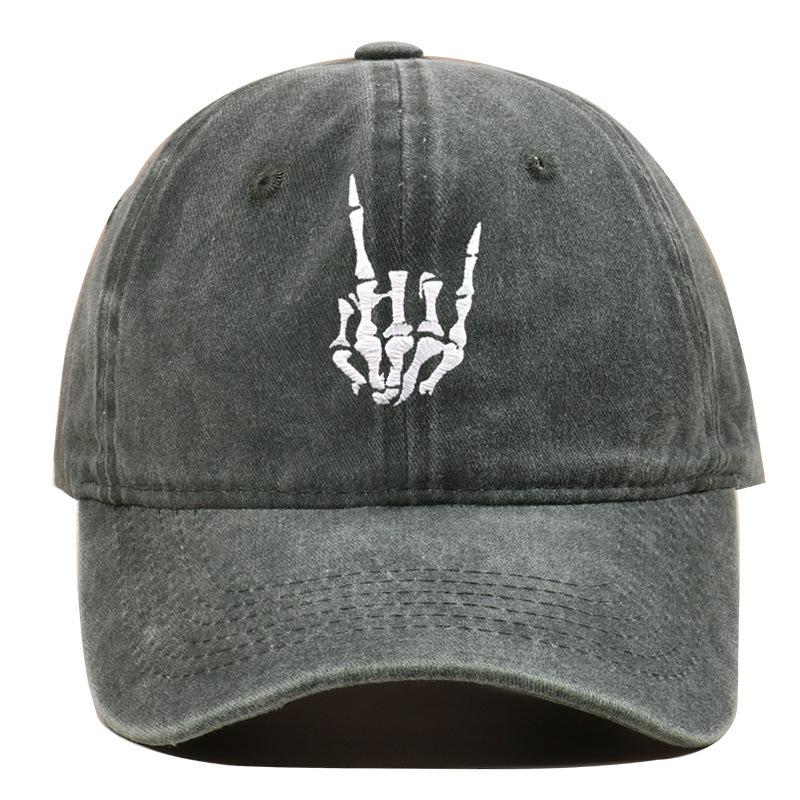 Embroidery Skeleton Hand Pattern Cotton Baseball Cap Low Profile Snap Back Trucker Dad Hat for Men And Women