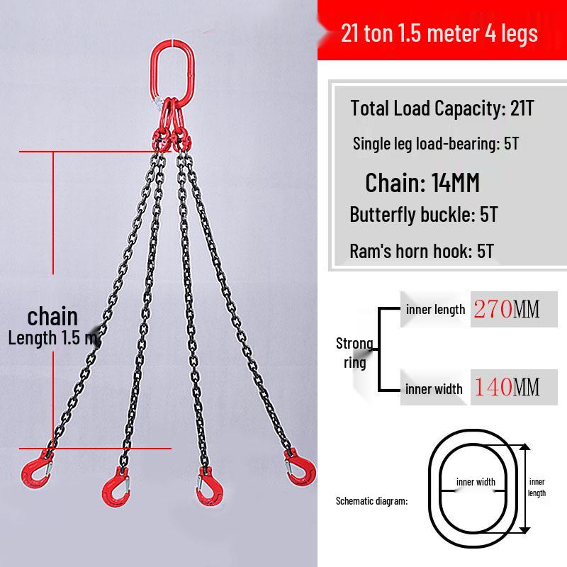 Multi-Hook Manganese Steel Chain Sling for Cranes & Forklifts