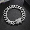 Luxury Iced Out Cuban Link Chain Bracelet for Men Paved Crystal Hip-Hop Jewelry Stainless Steel Bling Bling Wristband Gift