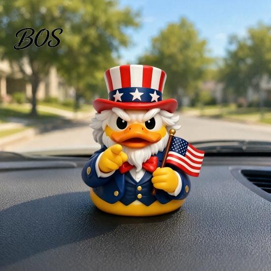 Military Enthusiast Collectible Duck Figurine, Patriotic Veteran Ornament for Car Dashboard, Resin Veterans Independence Day Memorial Statue,